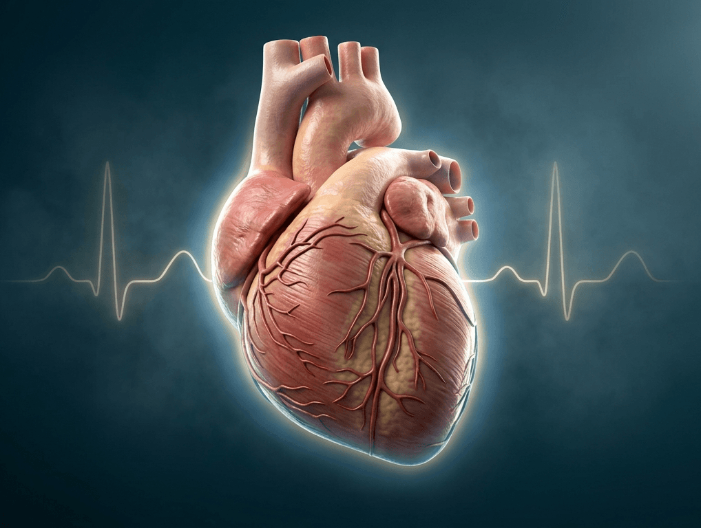 Anatomical heart illustration for monitoring treatment-related cardiac complications